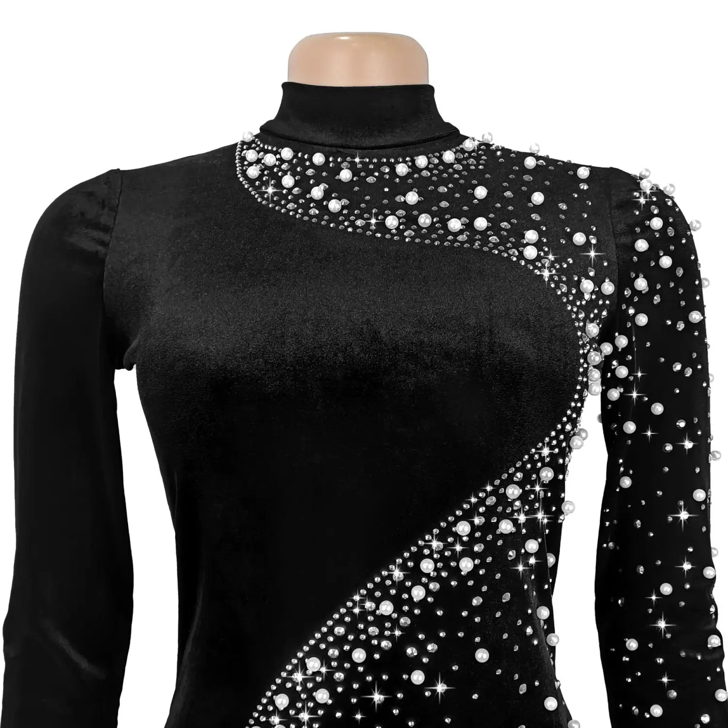 Elegant Velvet Embellished Dress for Women Fashionable  Chic Cocktail Dress