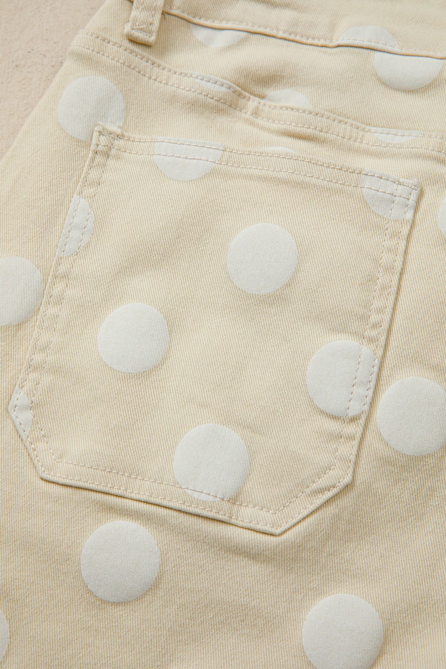 Sky Blue Polka Dot Print Raw Hem Shift Jeans