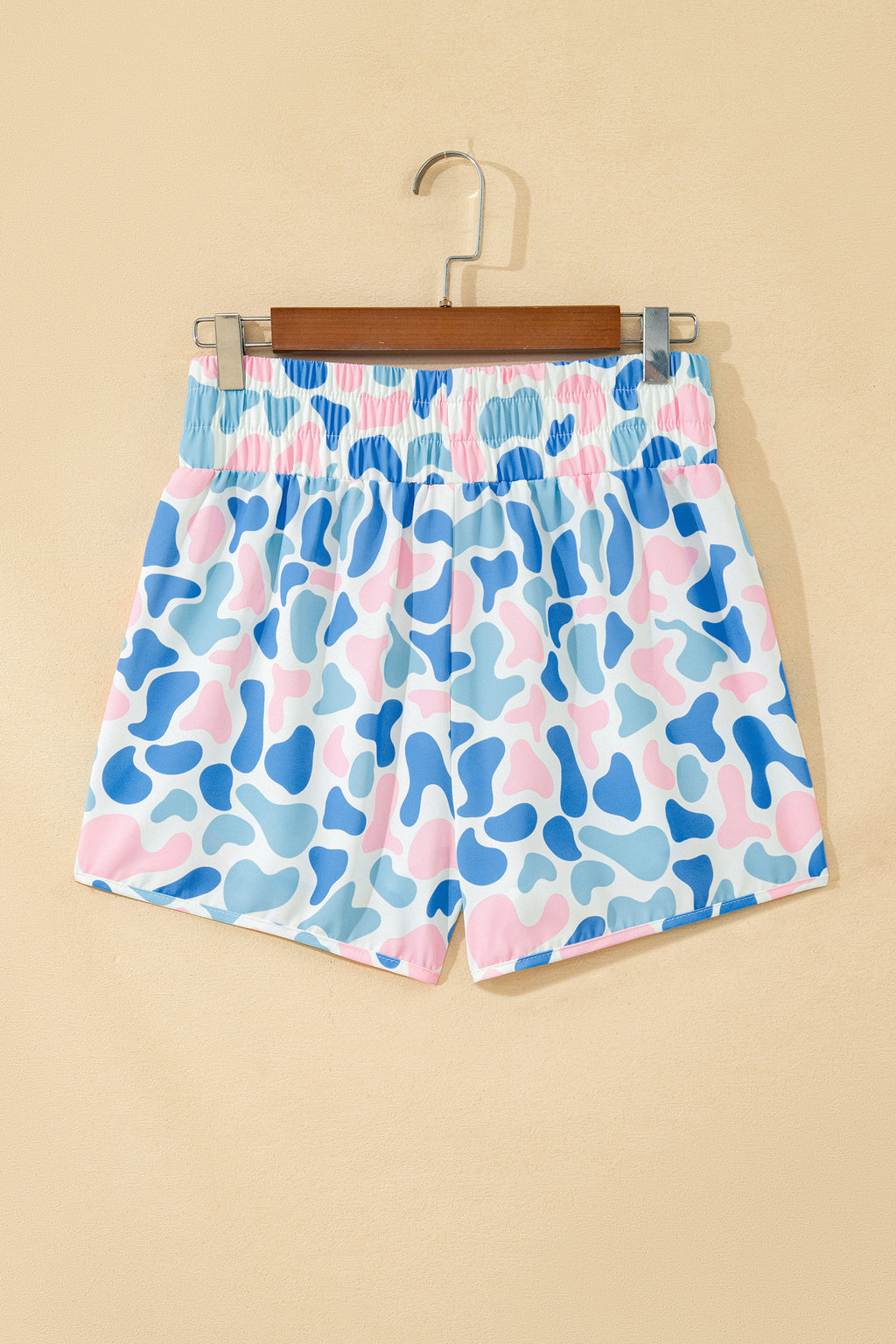 Multicolour Camouflage Print Shirred High Waist Athleisure Shorts