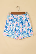 Multicolour Camouflage Print Shirred High Waist Athleisure Shorts