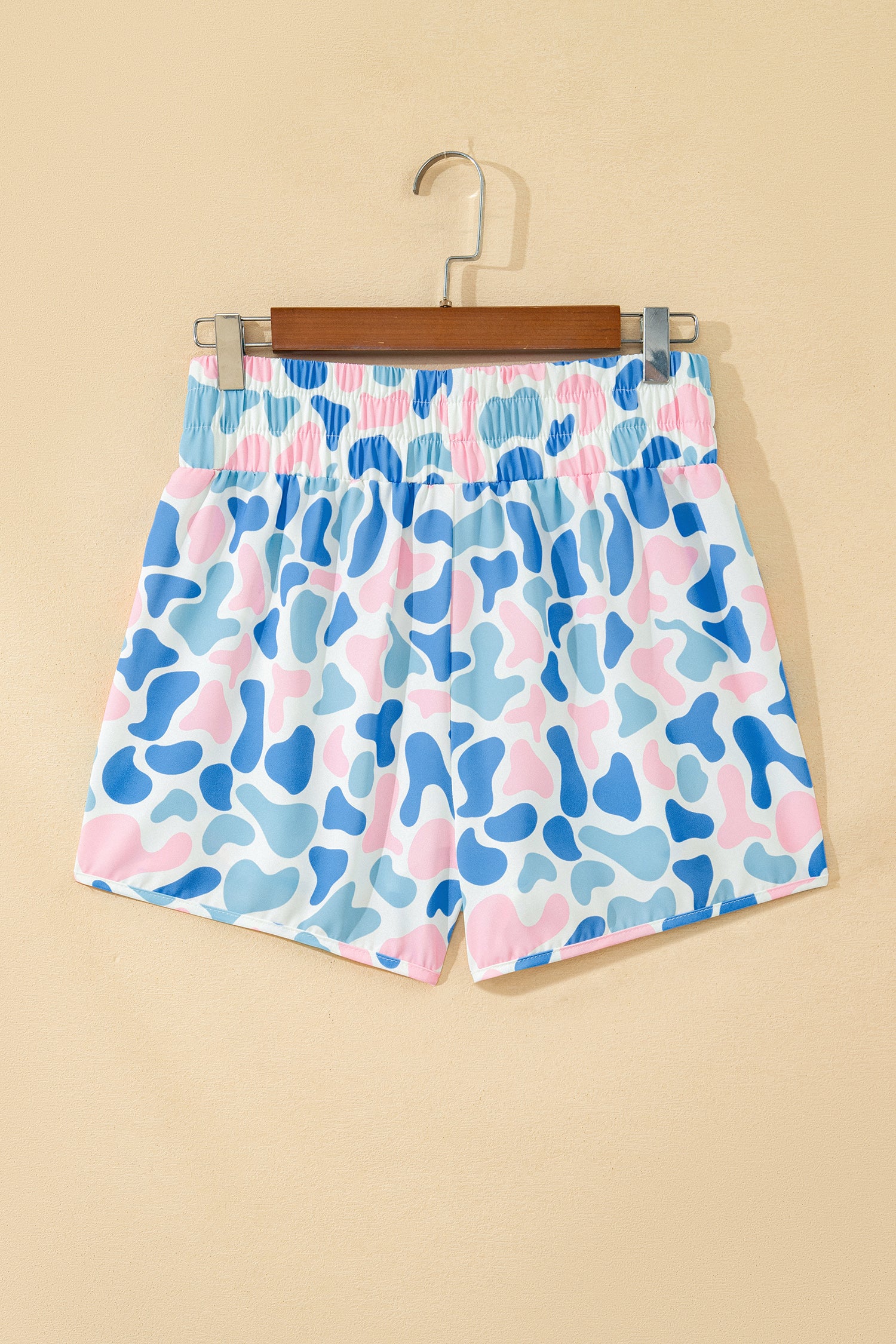 Multicolour Camouflage Print Shirred High Waist Athleisure Shorts