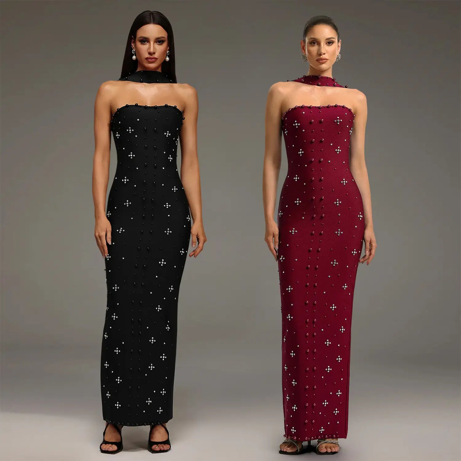 Elegant Embellished Bodycon Strapless Dress for Women