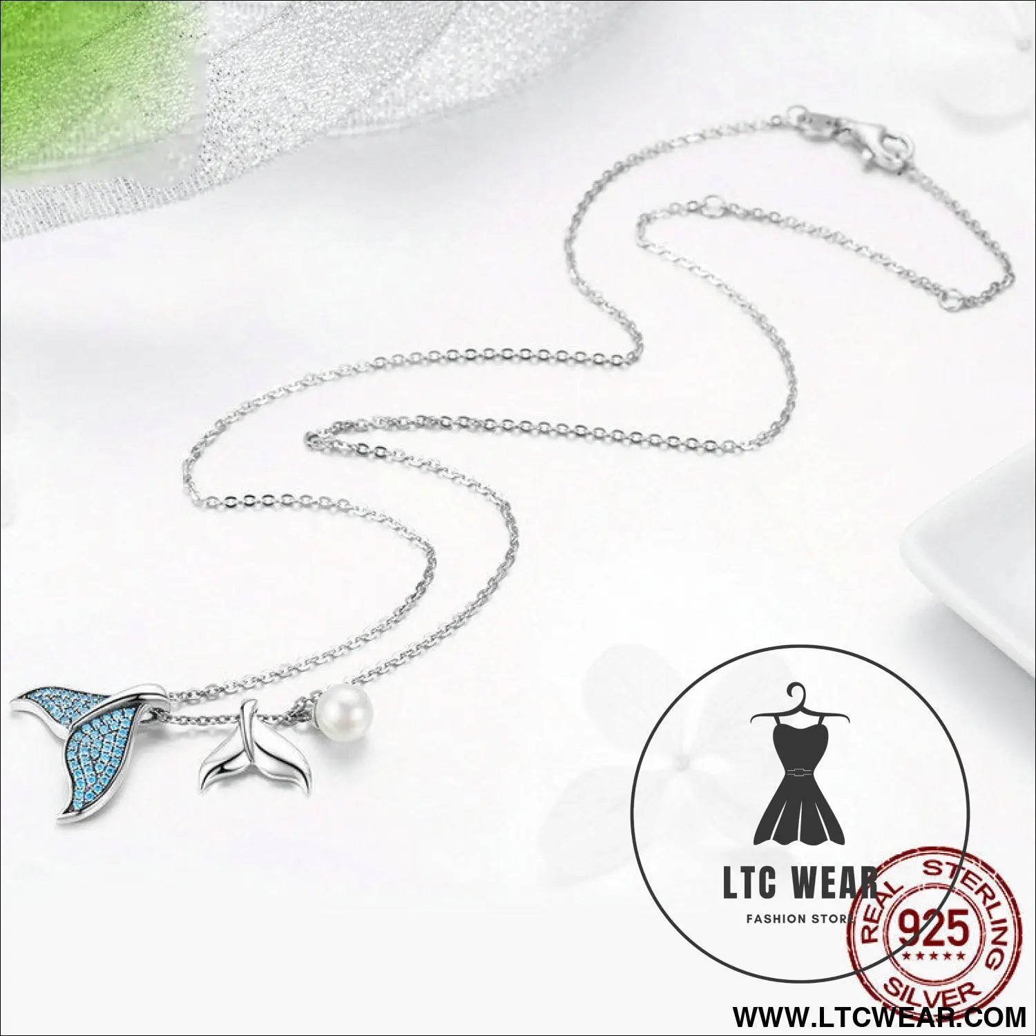 925 mermaid tears zircon bead silver necklace for women - sterling silver 925