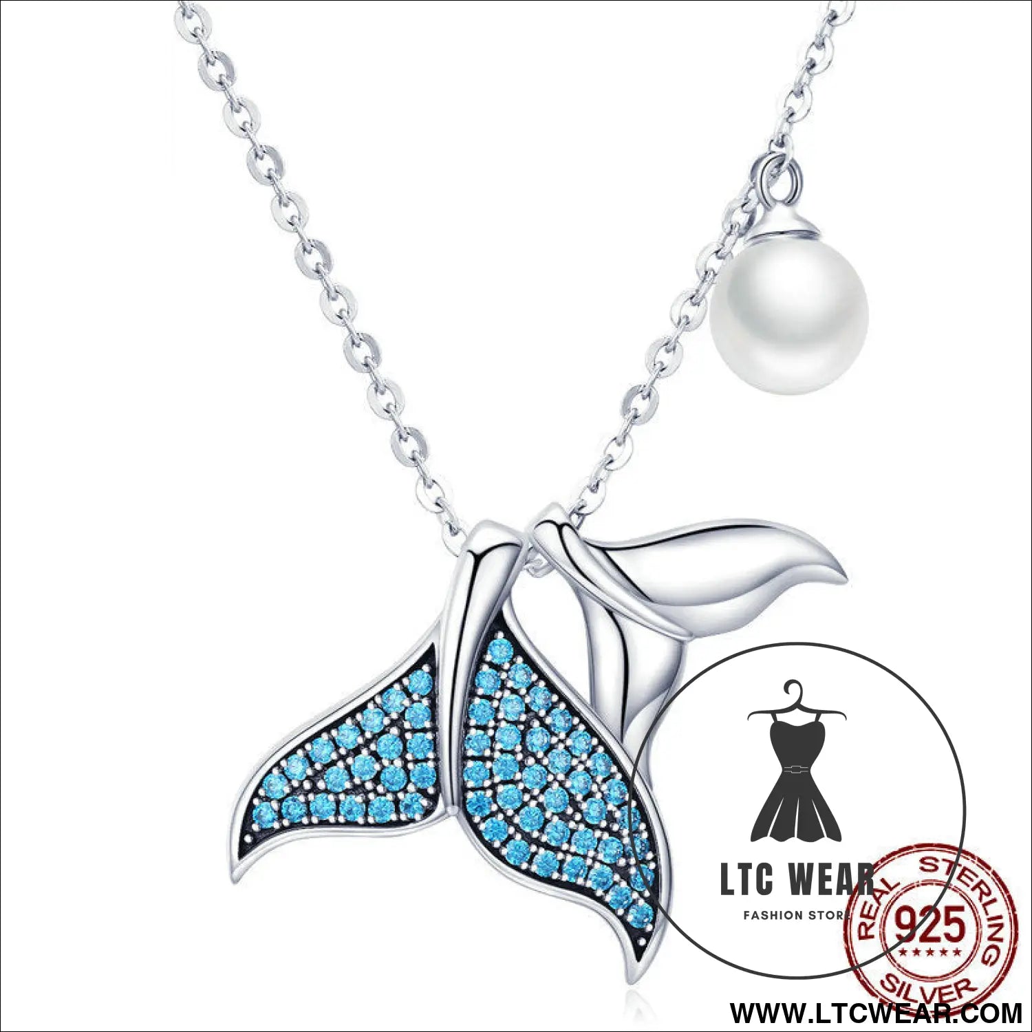 925 mermaid tears zircon bead silver necklace for women - sterling silver 925