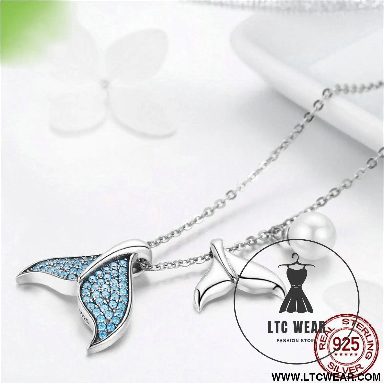 925 mermaid tears zircon bead silver necklace for women - sterling silver 925