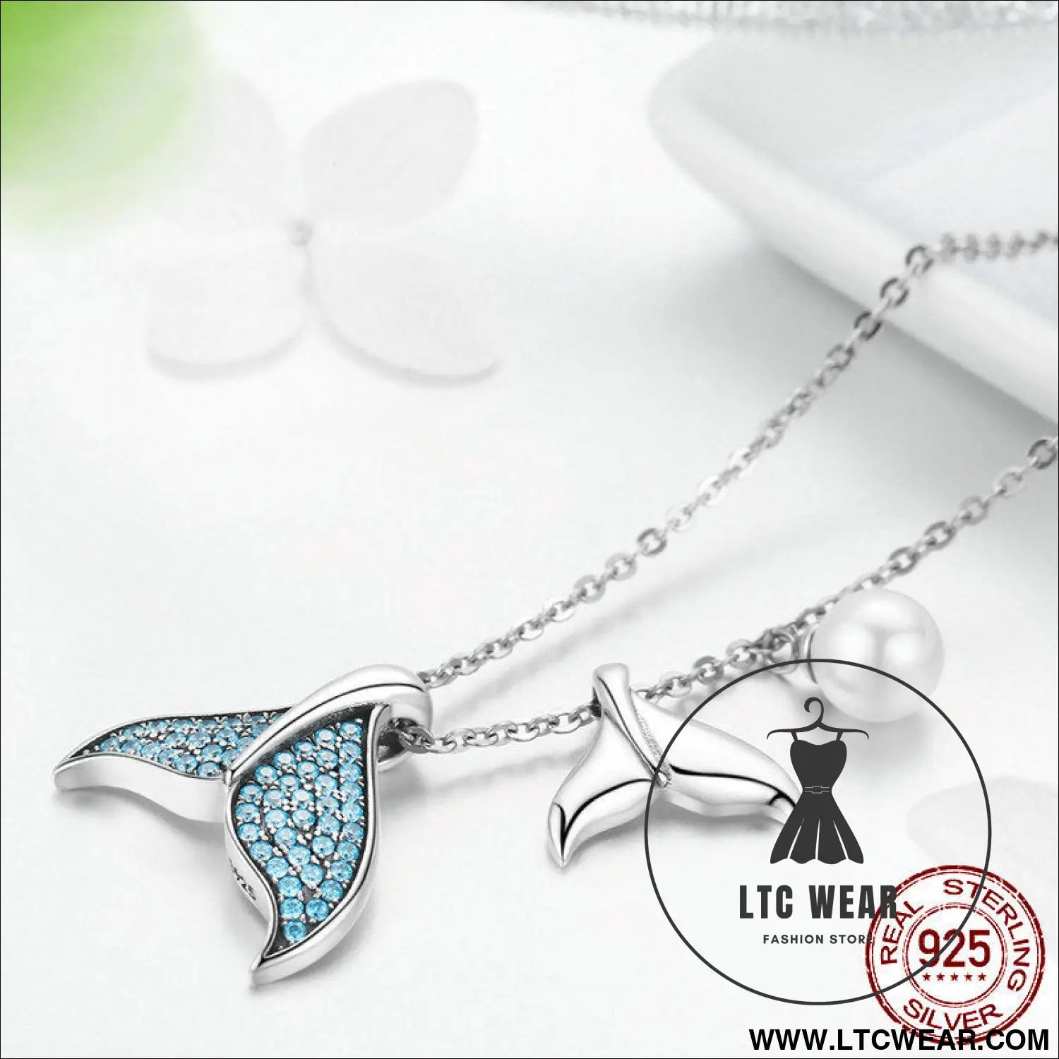 925 mermaid tears zircon bead silver necklace for women - sterling silver 925