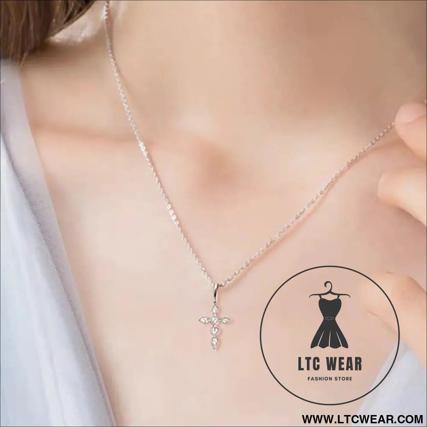 925 sterling silver moissanite cross pendant necklace