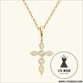 925 sterling silver moissanite cross pendant necklace - gold / one size