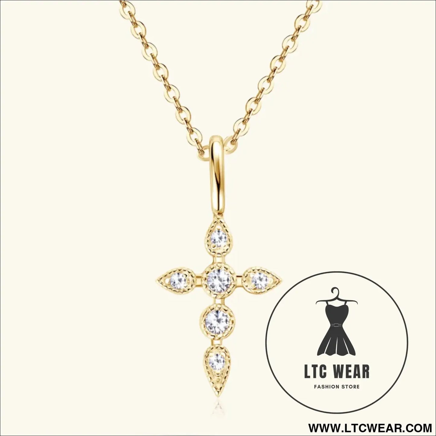 925 sterling silver moissanite cross pendant necklace - gold / one size