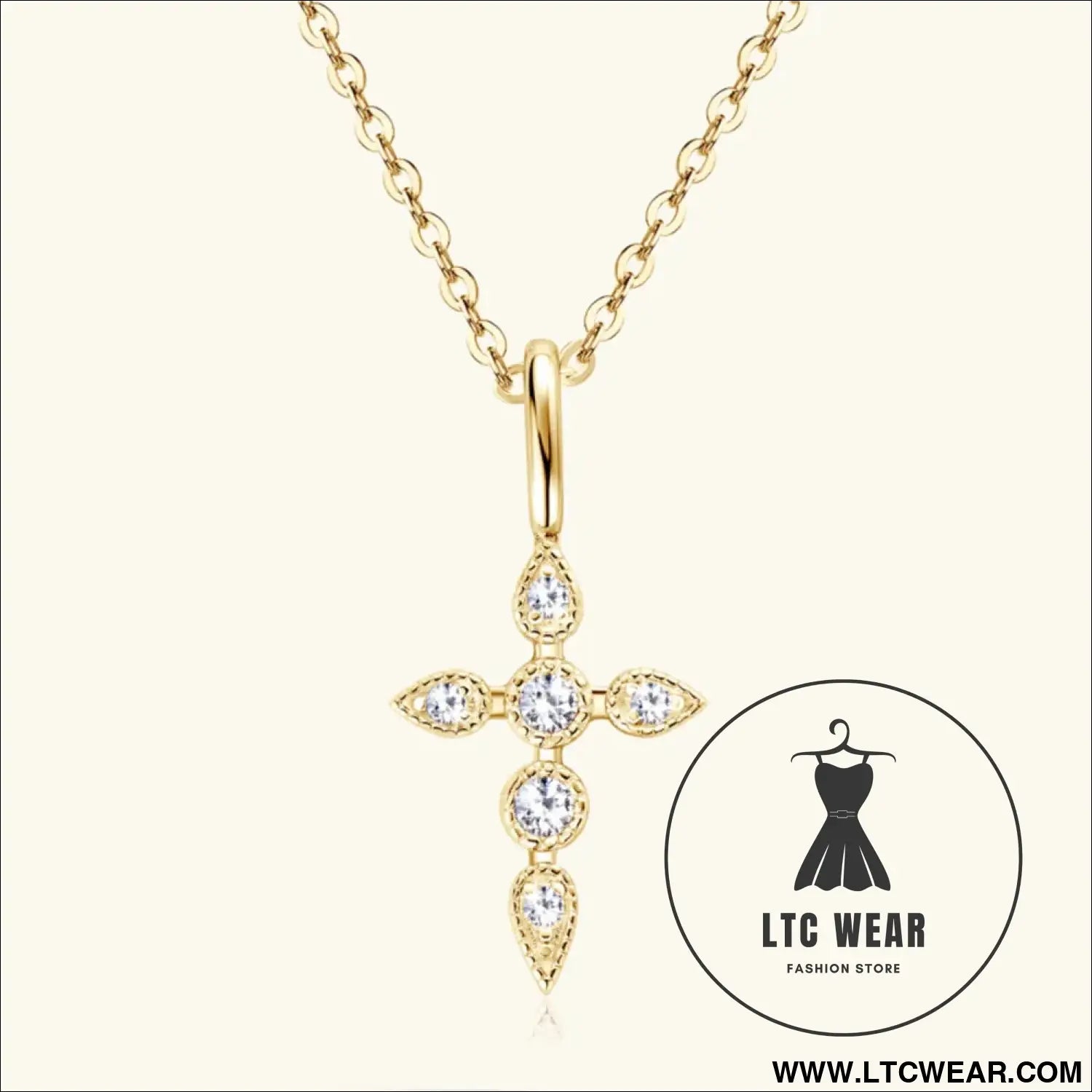 925 sterling silver moissanite cross pendant necklace - gold / one size