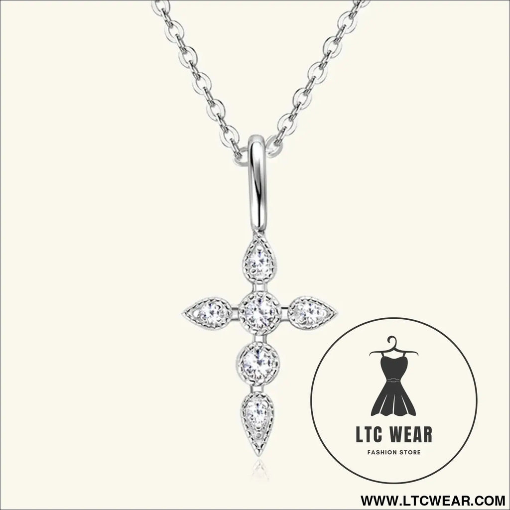 925 sterling silver moissanite cross pendant necklace - silver / one size