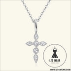 925 sterling silver moissanite cross pendant necklace - silver / one size