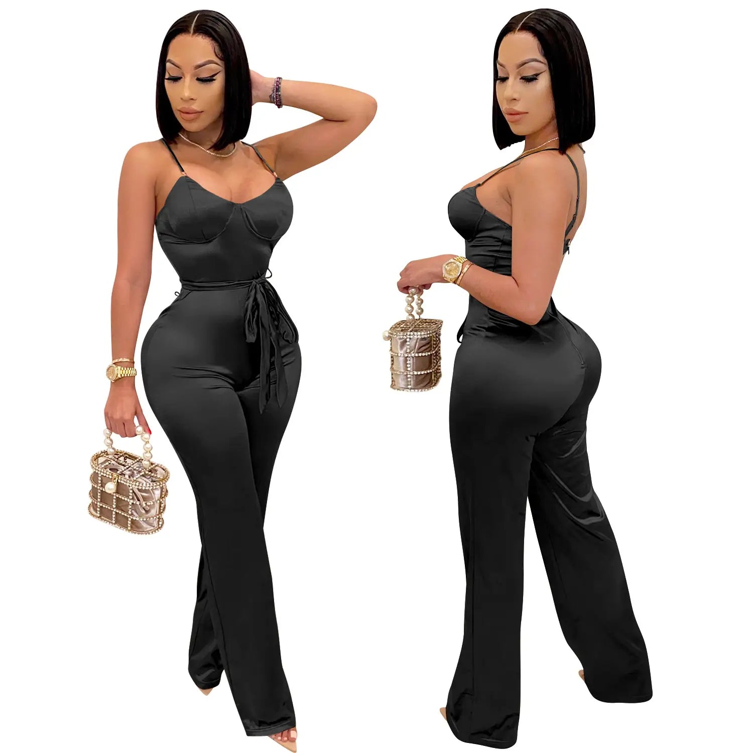 Fashionsexy jumpsuit straight leg pants casual elegant commute