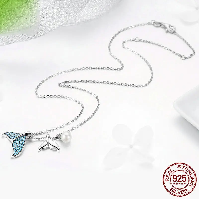 925 mermaid tears zircon bead silver necklace for women