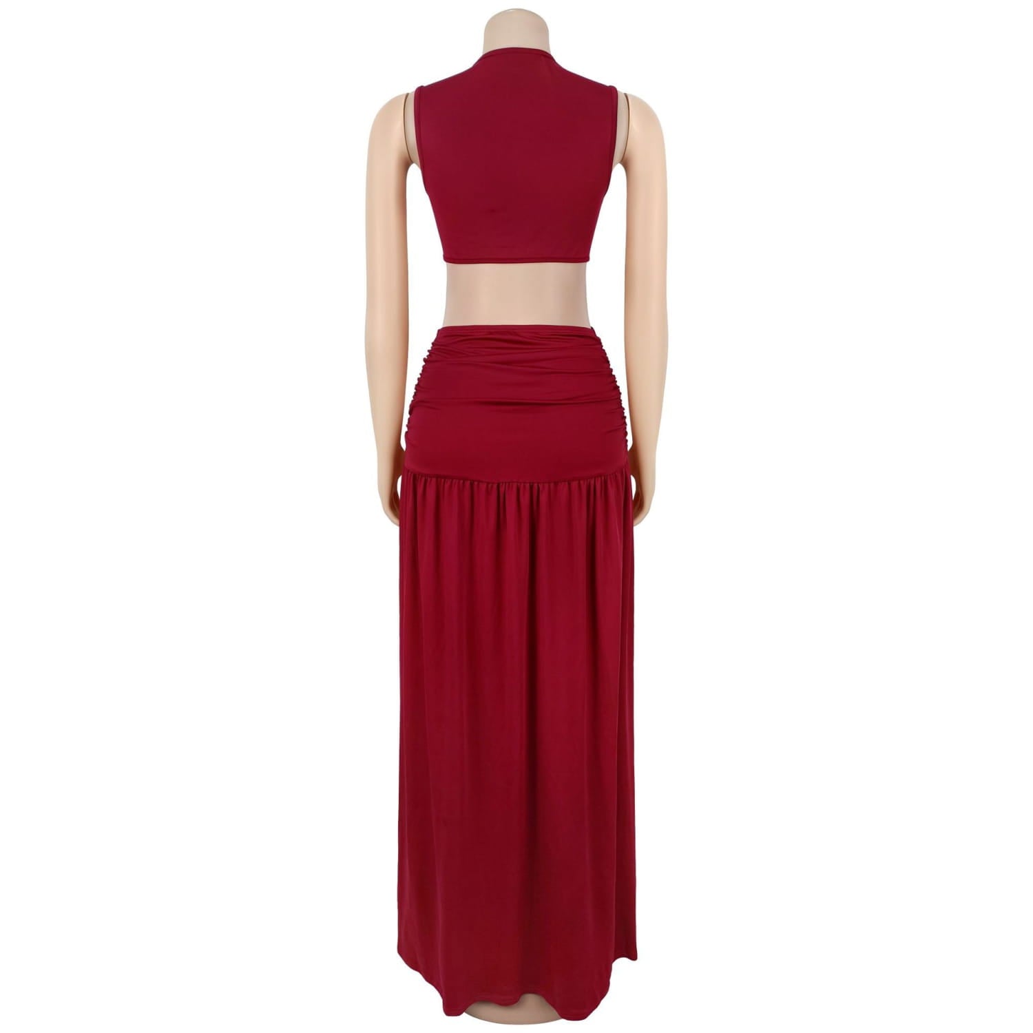 Fashion women’s sexy solid color sleeveless crop open fork dress