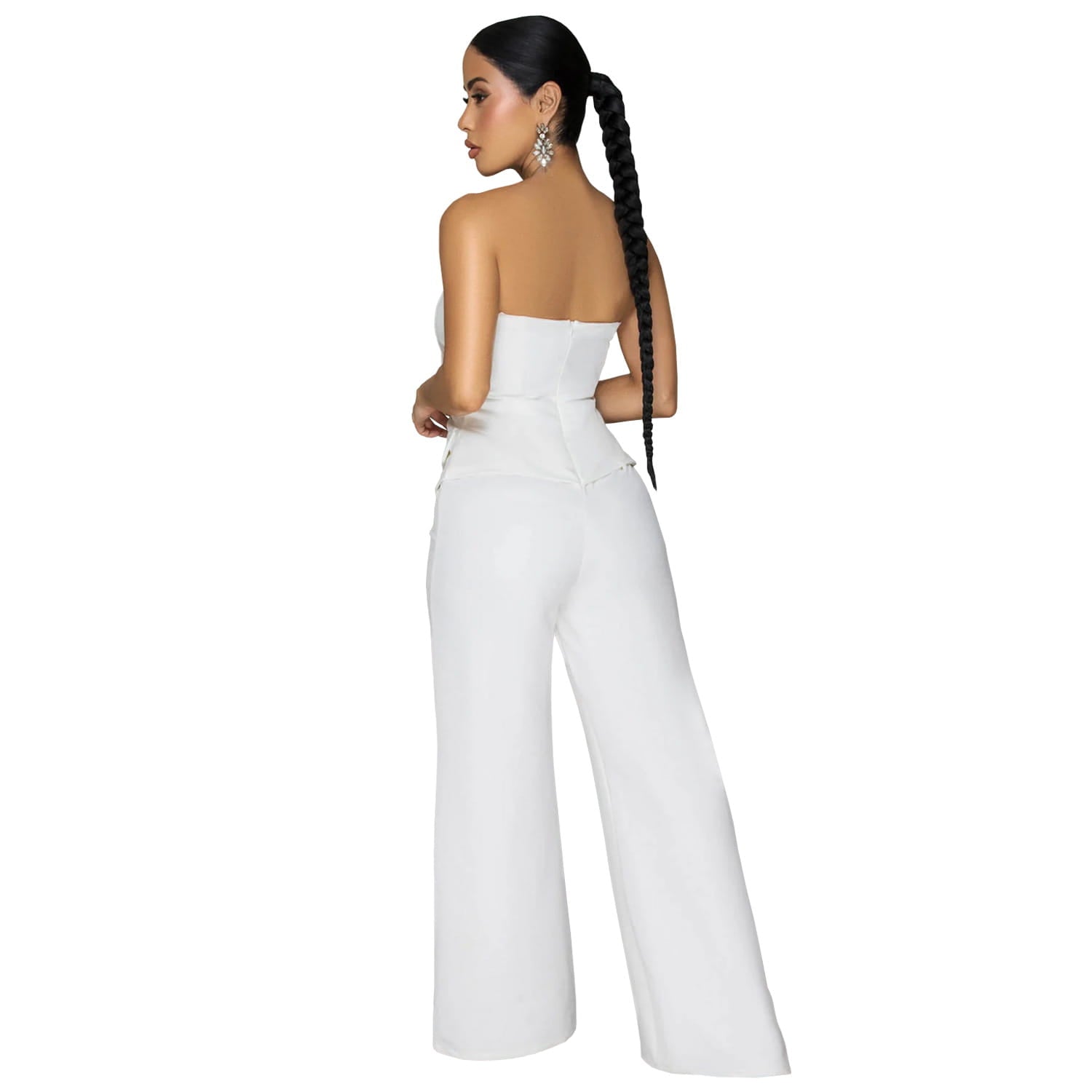 Fashion women’s sexy strapless backless casual wide-leg jumpsuit