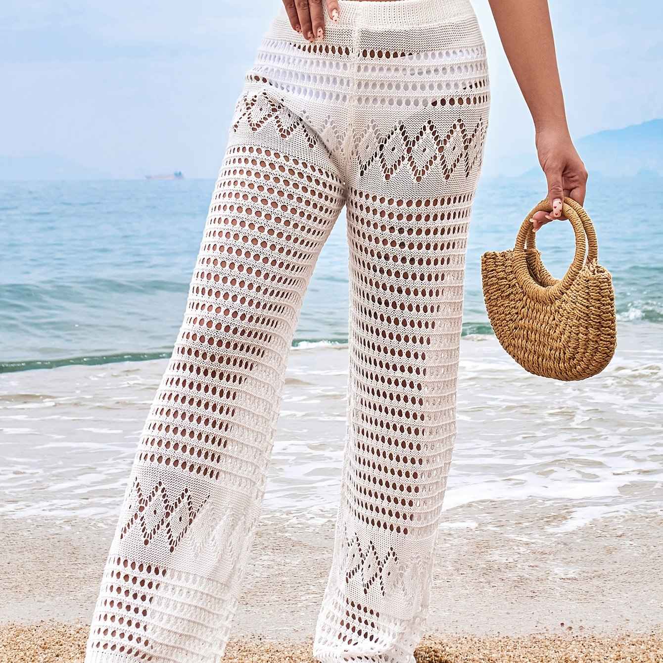 Chic High Waist Crochet Beach Pants for Effortless Style