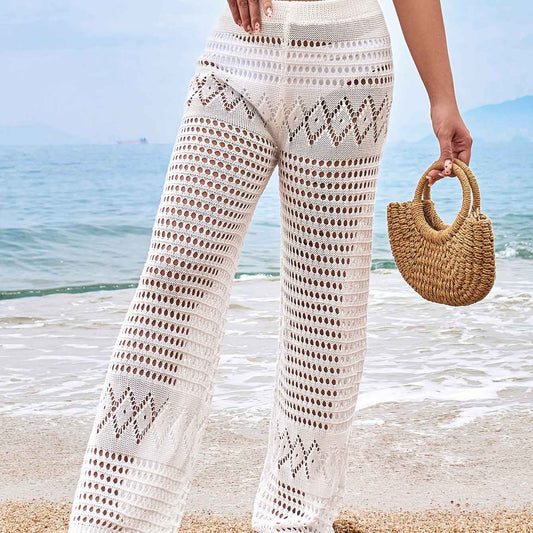Chic High Waist Crochet Beach Pants for Effortless Style