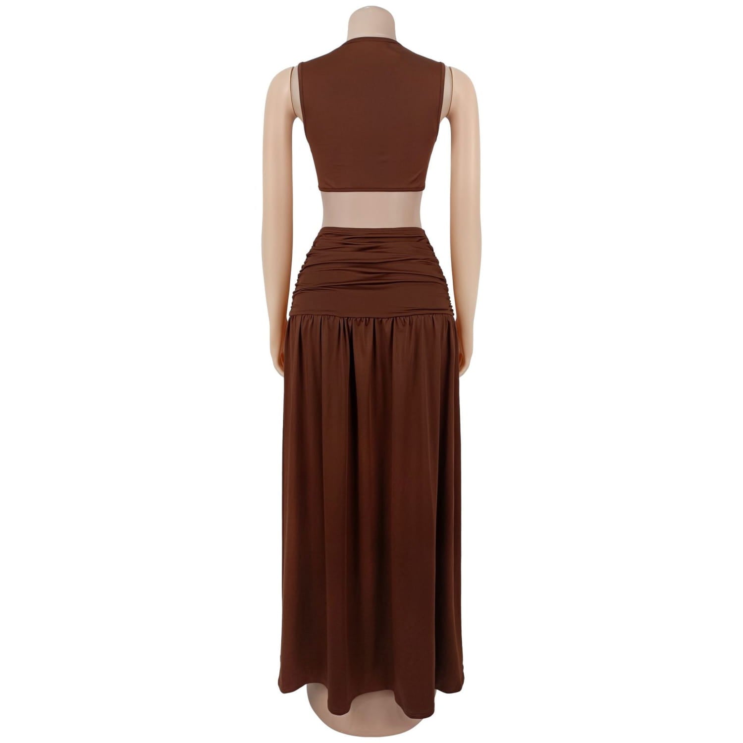 Fashion women’s sexy solid color sleeveless crop open fork dress