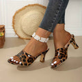 Leopard Block Heel Sandals Party Style Casual Chic