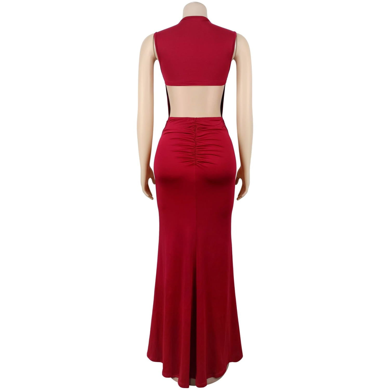 Fashion women’s elegant solid color slim backless dress