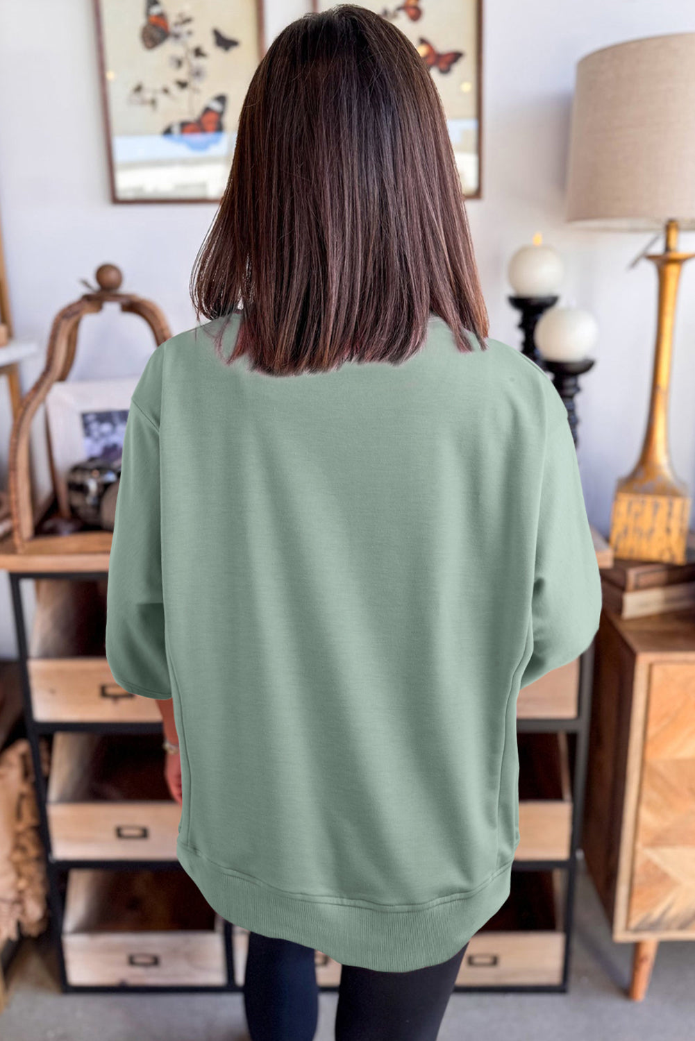 Sachet Pink Solid Color Floral Patched Half Sleeve Tunic Top