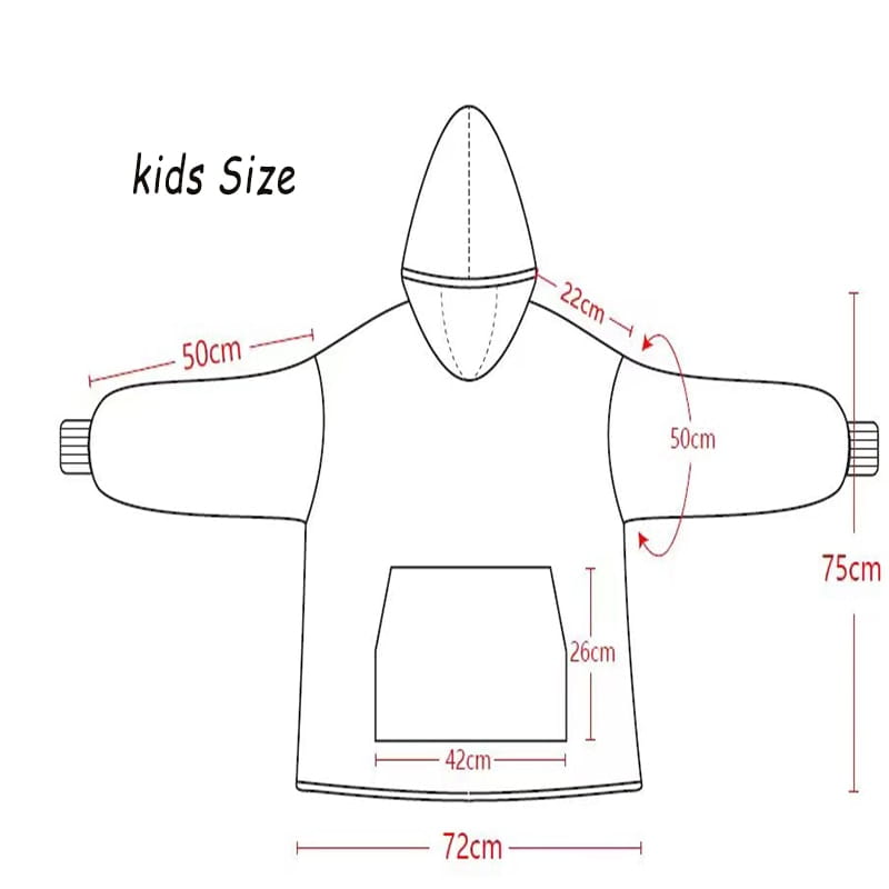 Kids unisex winter warm double layers sherpa fleece tv pocket hoodies blanket hoodie snuggle with sleeves