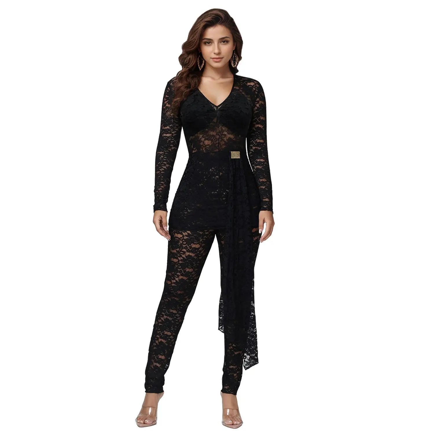 Fashion women’s sexy sheer lace jumpsuit underwear set