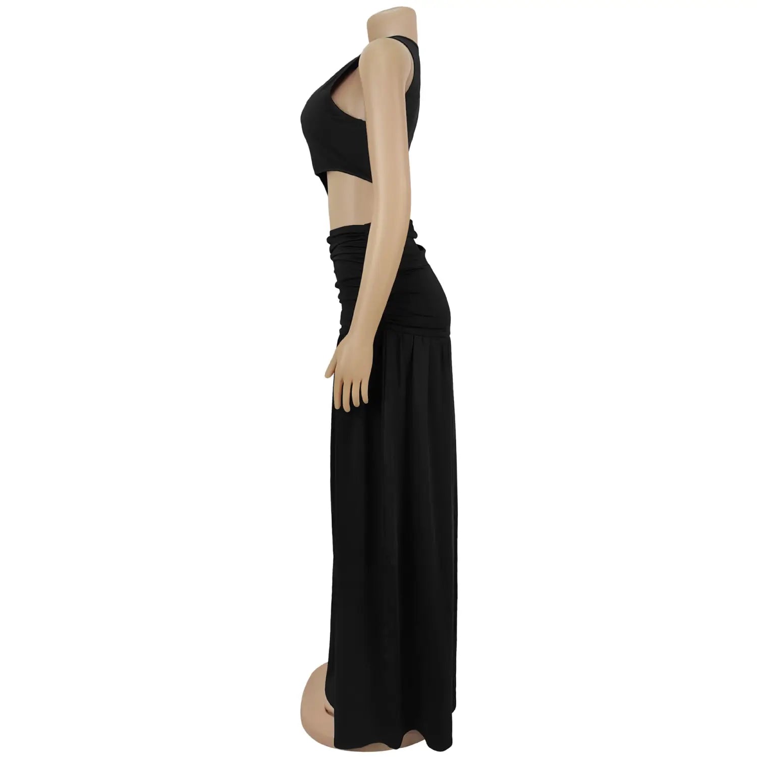 Fashion women’s sexy solid color sleeveless crop open fork dress