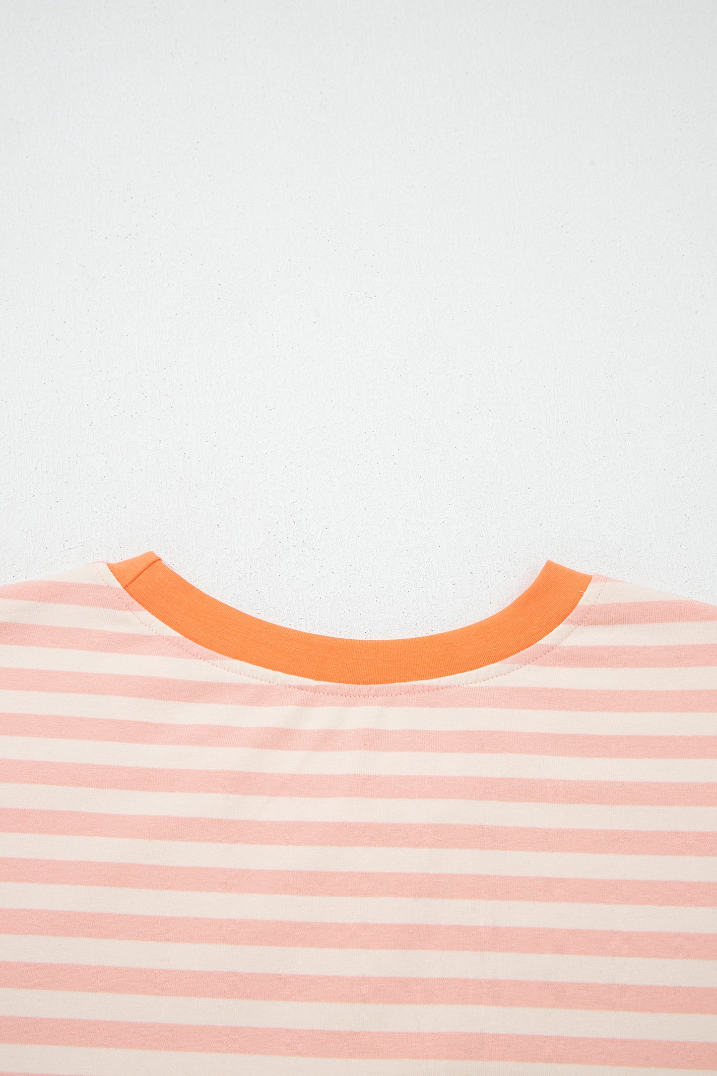 Yellow Stripe Contrast Neck Loose Tee and Drawstring Shorts Set