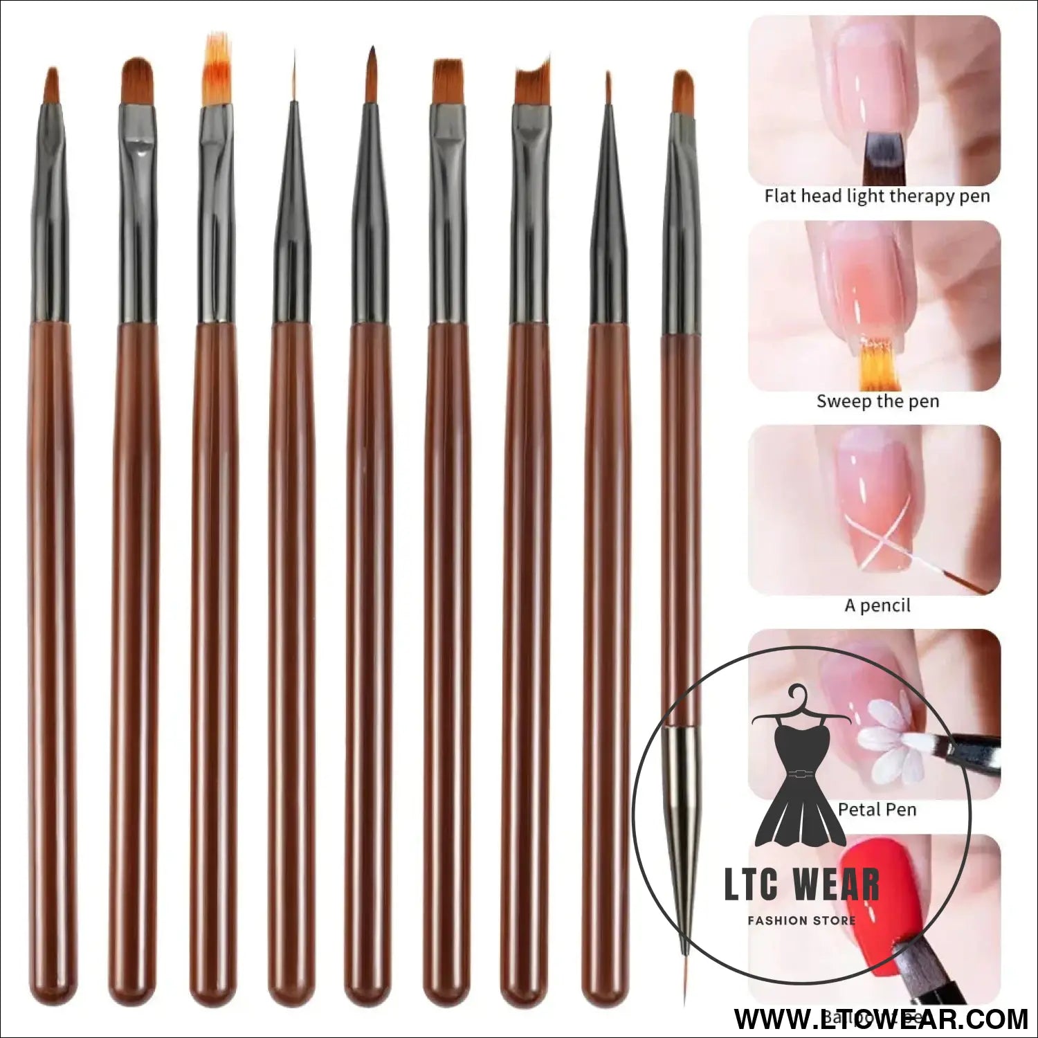 9pcs uv gel nail brush liner diy painting pen manicure acrylic drawing brush for nail art design nails tip display