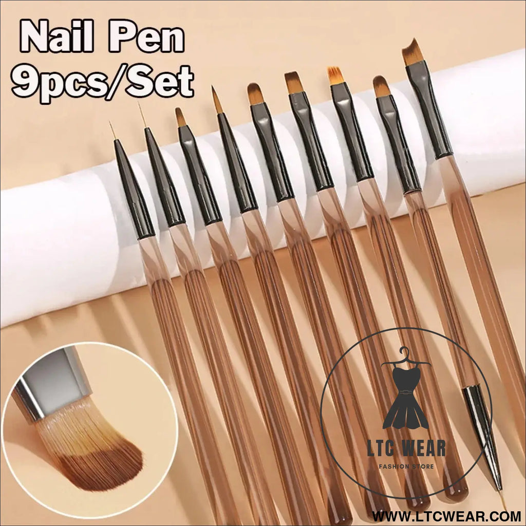 9pcs uv gel nail brush liner diy painting pen manicure acrylic drawing brush for nail art design nails tip display