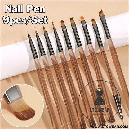 9pcs uv gel nail brush liner diy painting pen manicure acrylic drawing brush for nail art design nails tip display