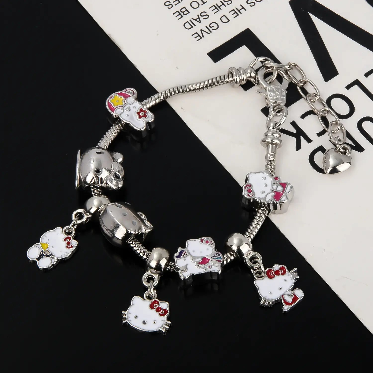 Cute kitty cat bracelet anime girl student jk best friend birthday gift cartoon diy bracelet