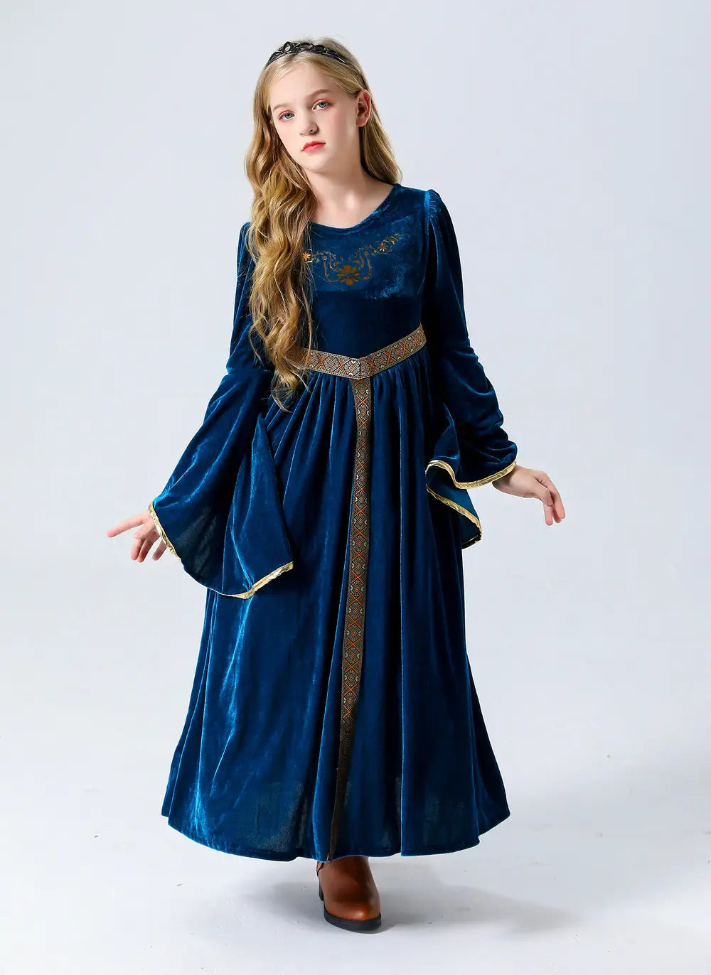 Stage performance costume, medieval Renaissance long dress costume, Halloween performance costume