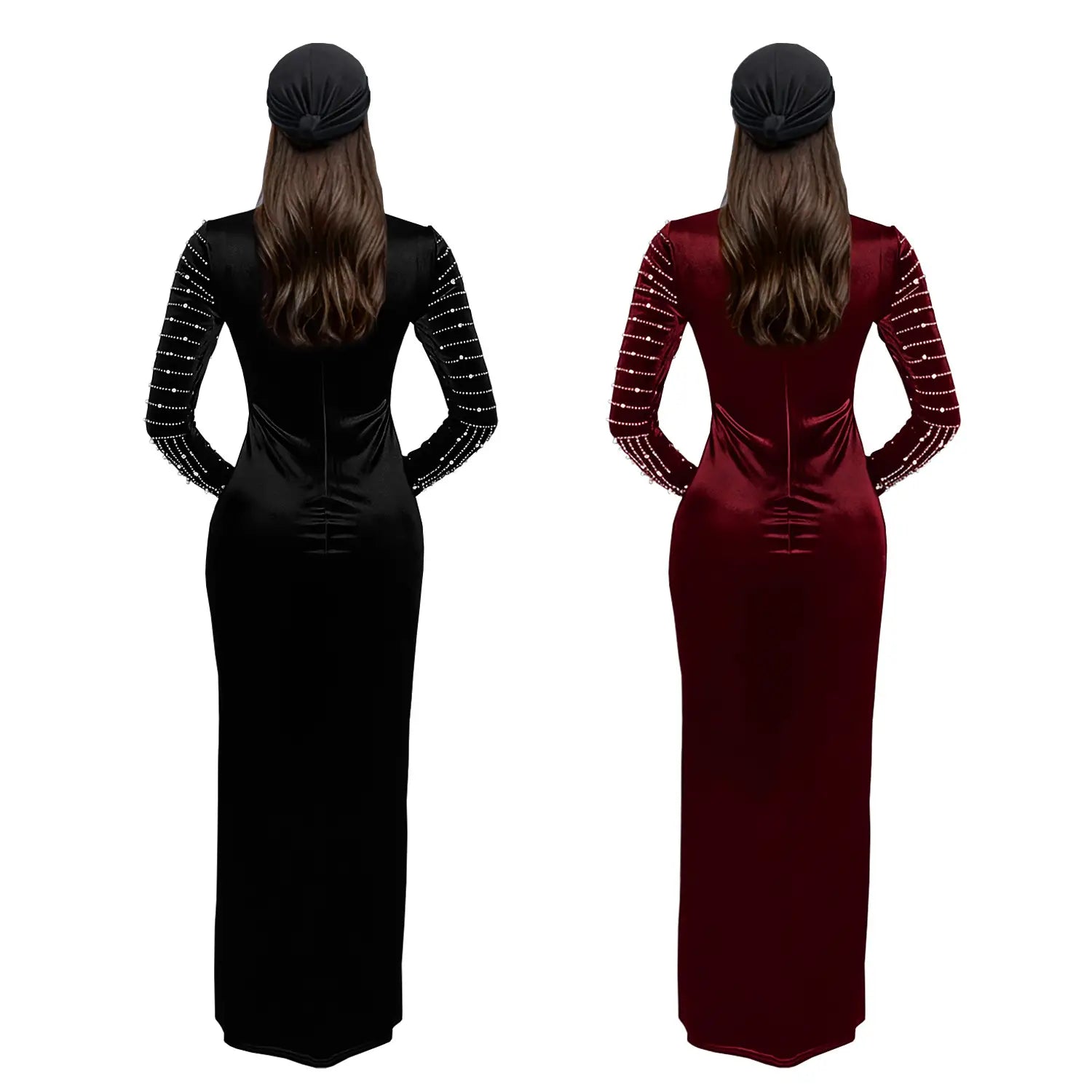 Elegant Velvet Embellished Long Sleeve Dress for Women Fashion Style Casual Occasion