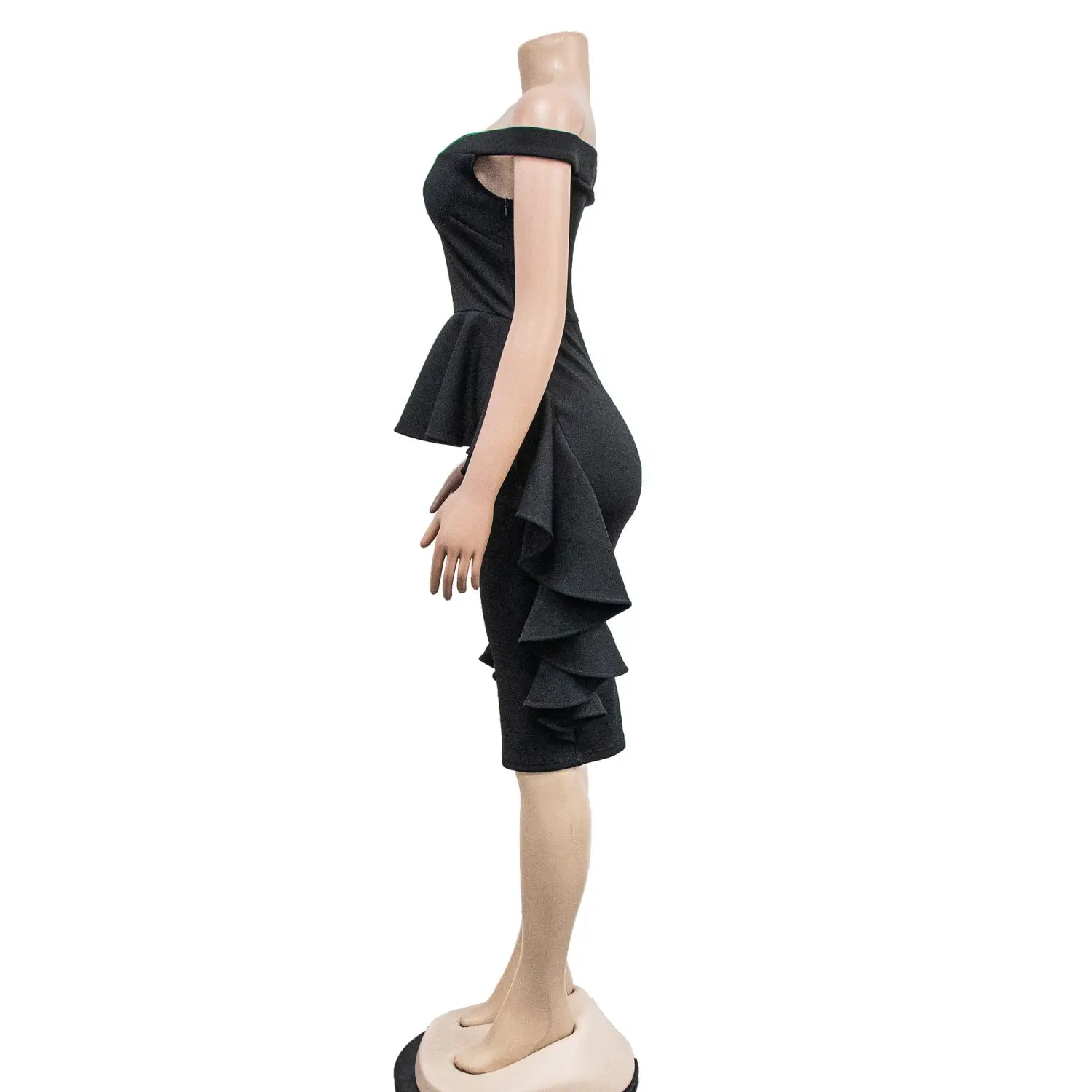 Fashion women’s solid color sleeveless ruffle hem mini dress