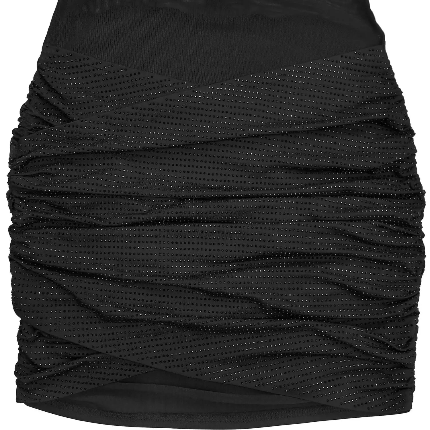 Fashion women’s sexy sheer mesh rhinestone dress mini skirt