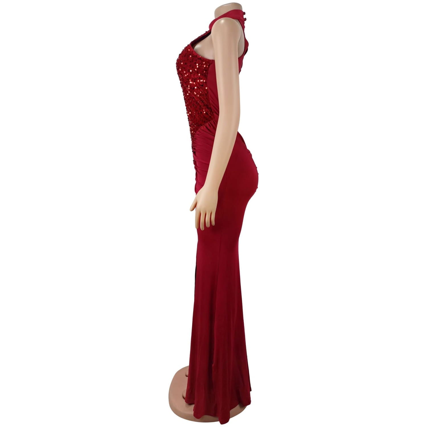 Fashion women’s sexy fitted sequin velvet split dress