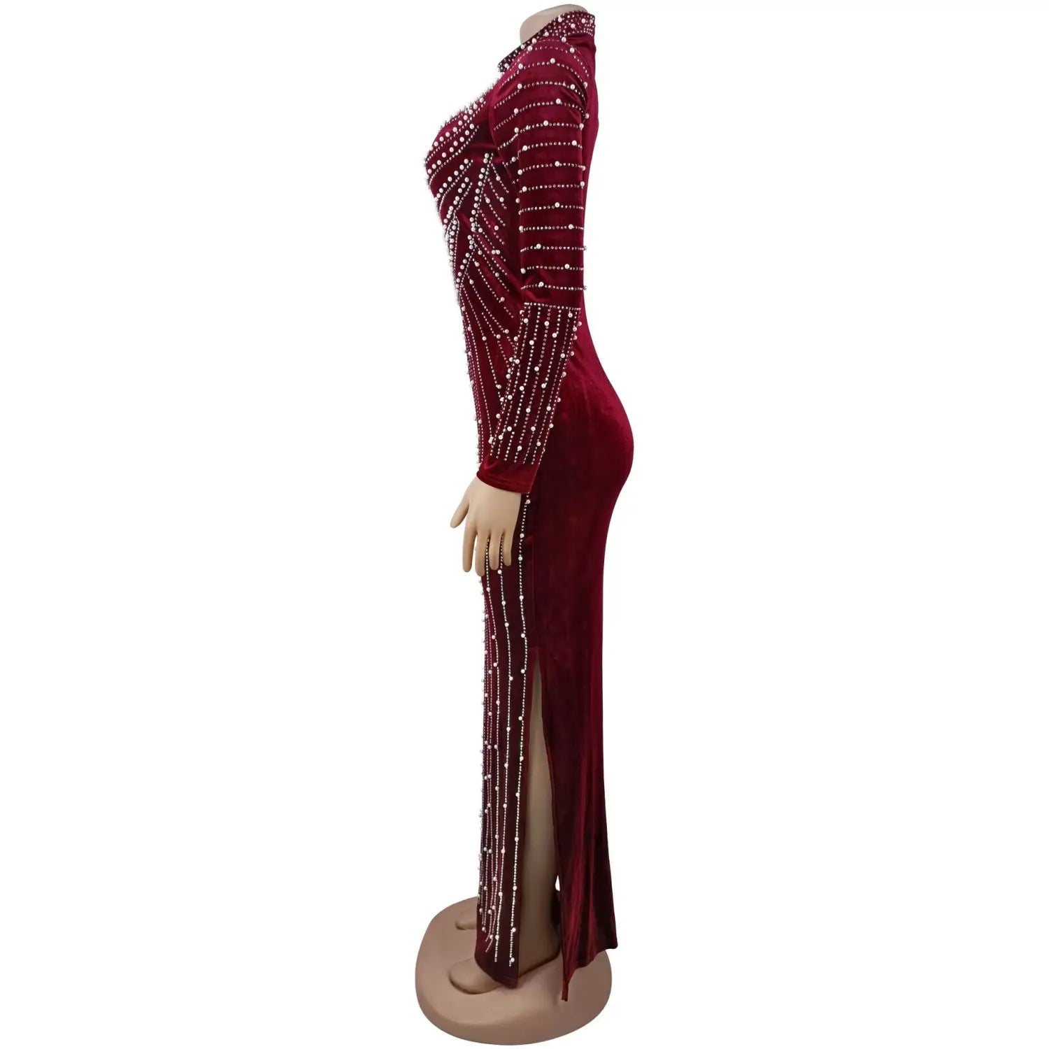 Elegant velvet embellished long sleeve dress for women fashion style casual occasion