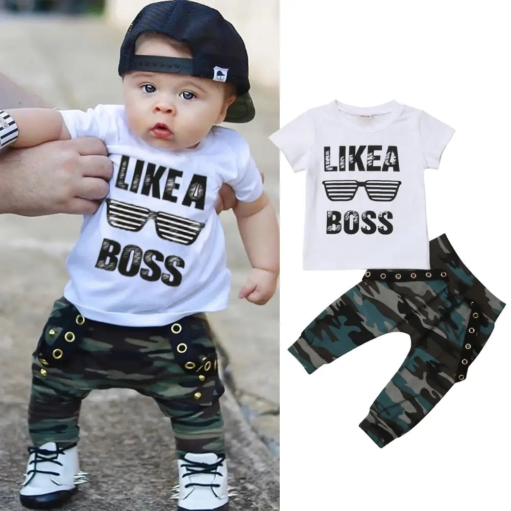 Newborn infant toddler baby boy clothes set kids boys cute short sleeve t-shirt top + pants outfits clothing set