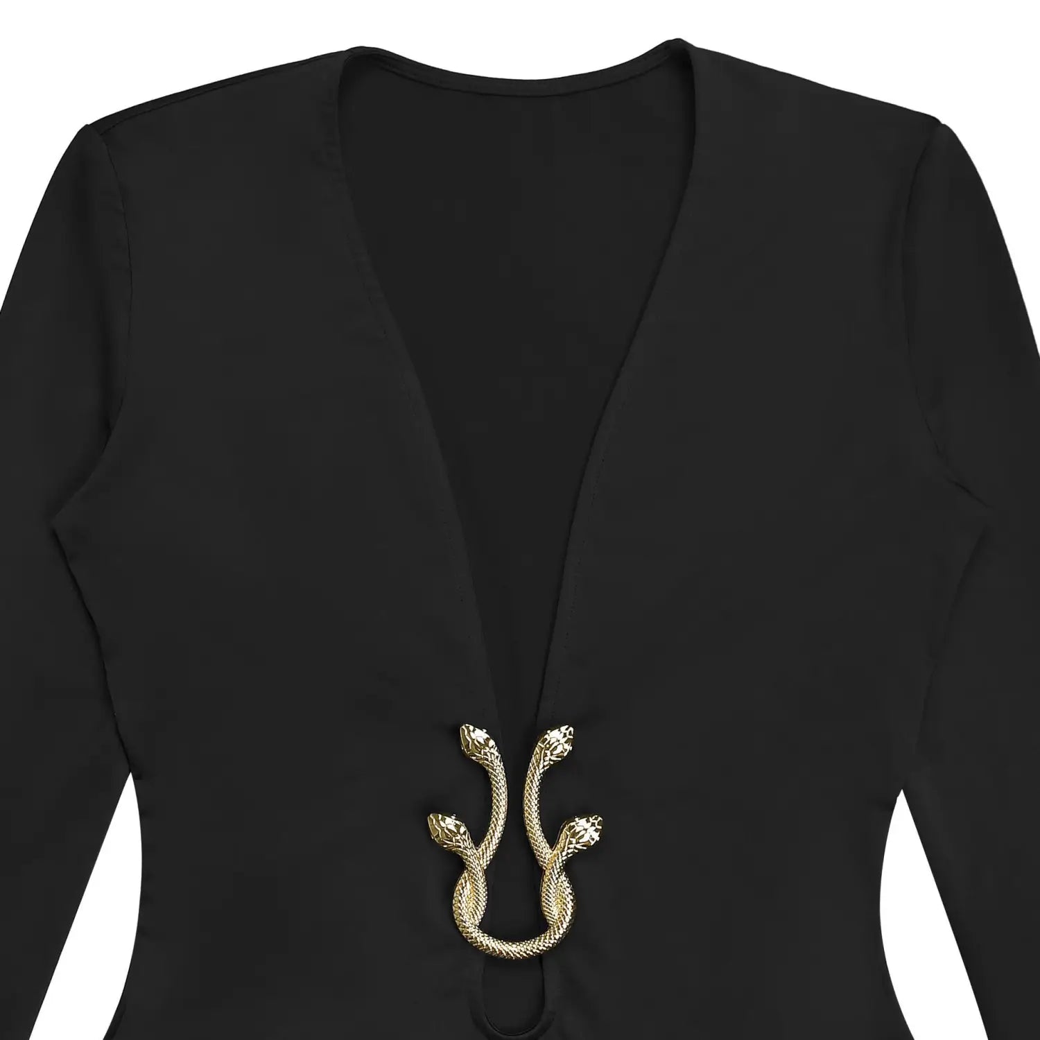 Fashionable women’s sexy deep v-neck bodycon dress with snake pattern accessories