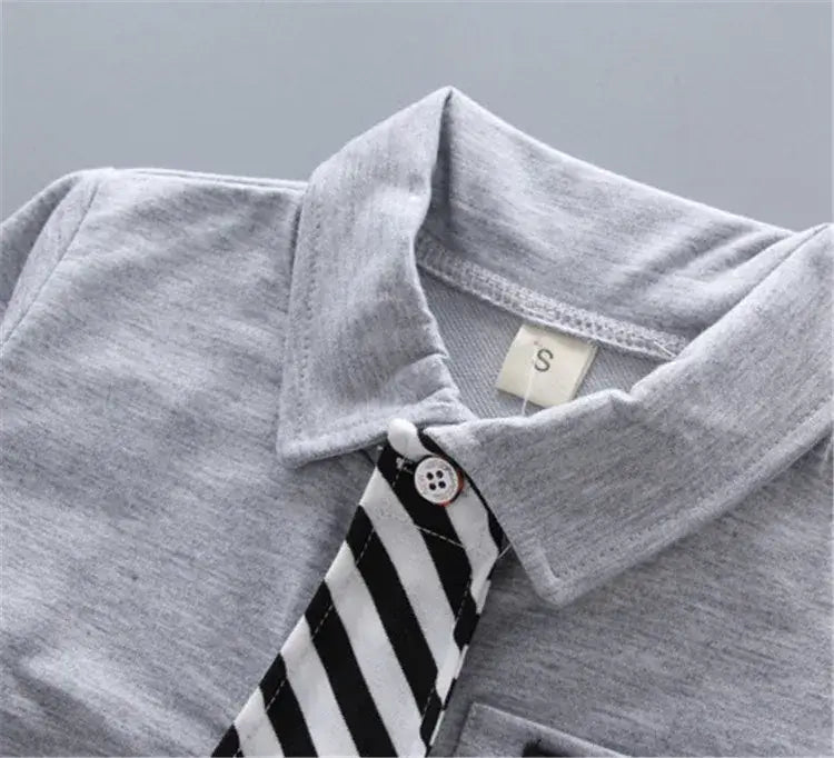 New style two-piece set of stylish spring clothing for small and medium-sized boys men’s baby shirt dress children’s