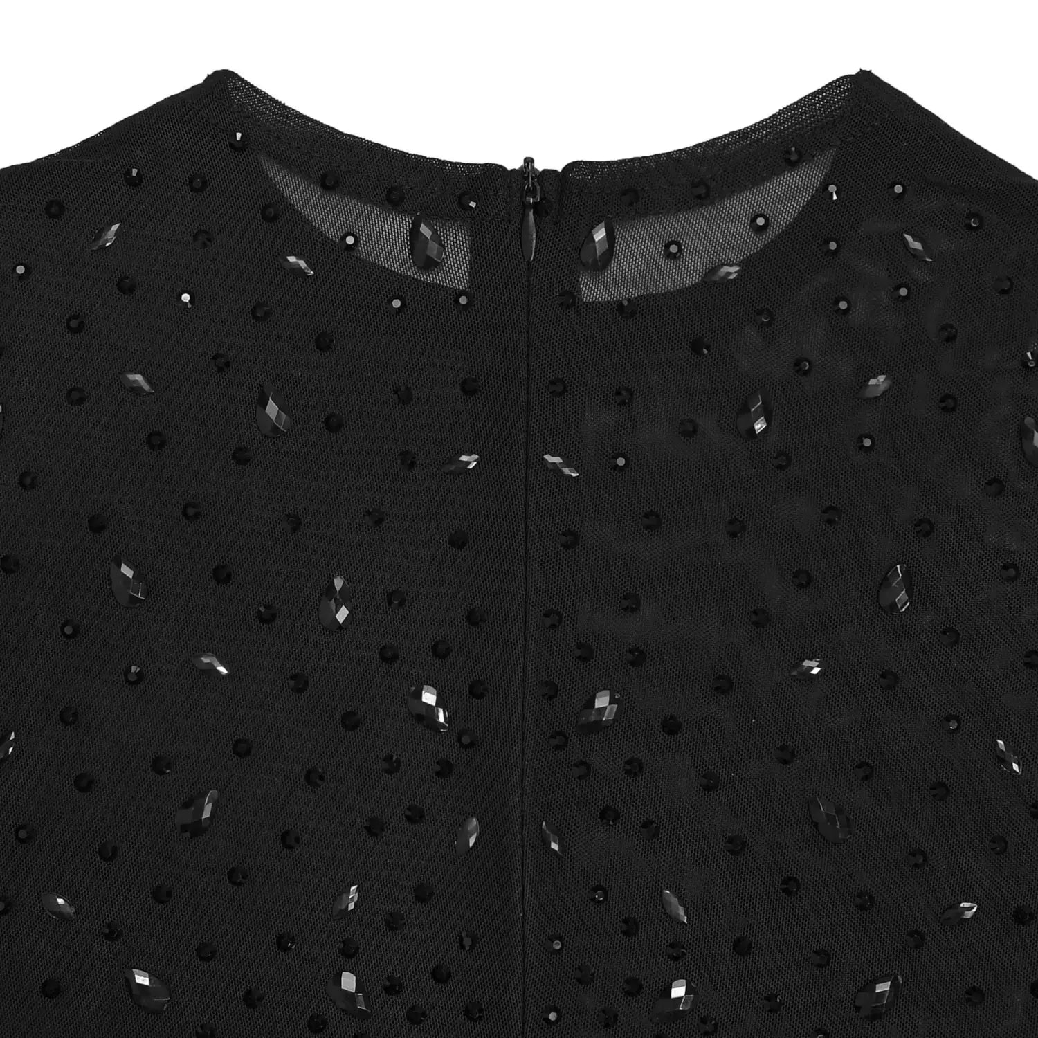 Sexy Sheer Mesh Rhinestone Bodycon Dress