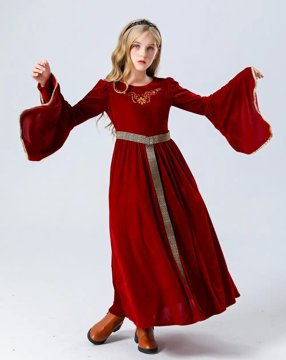 Stage performance costume, medieval Renaissance long dress costume, Halloween performance costume
