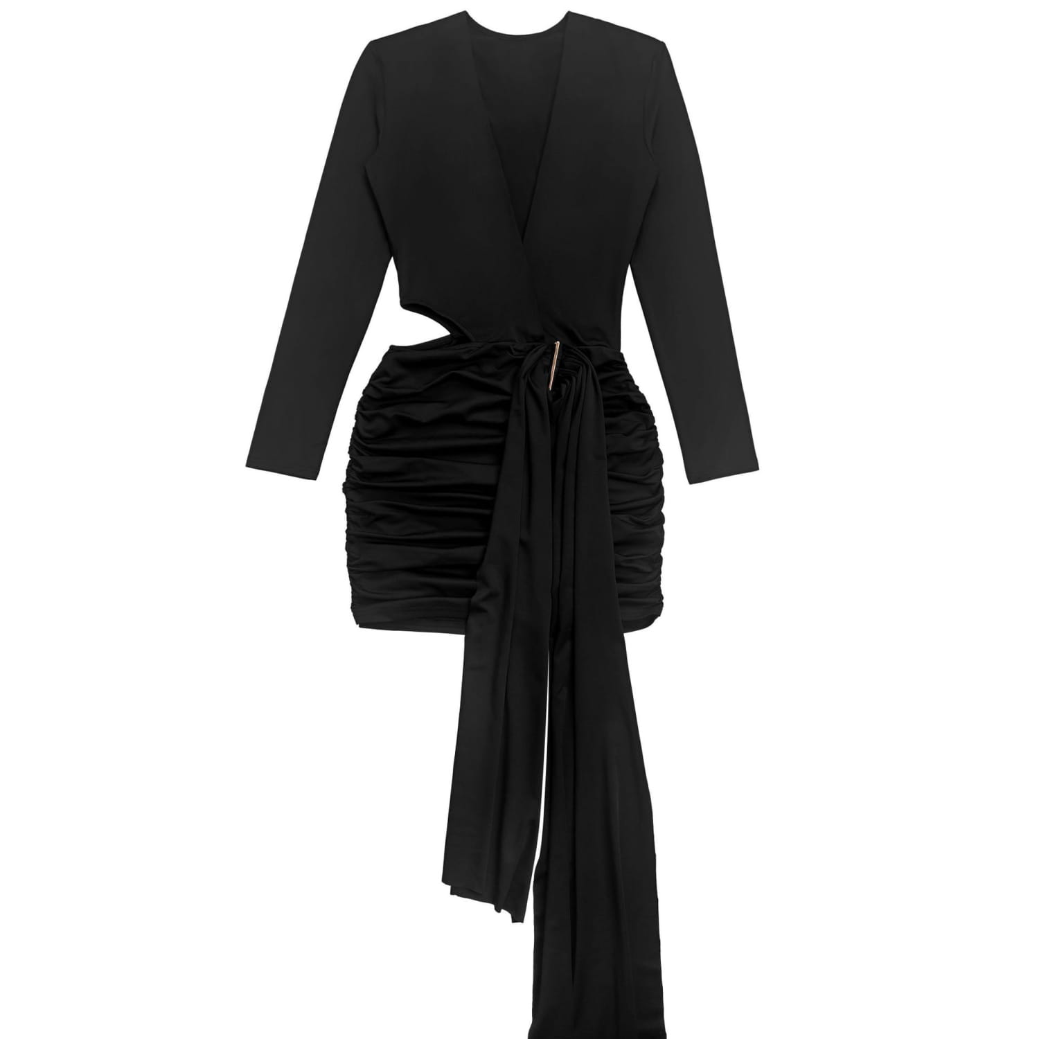 Fashion women’s sexy deep v neck solid color ribbon dress mini dress