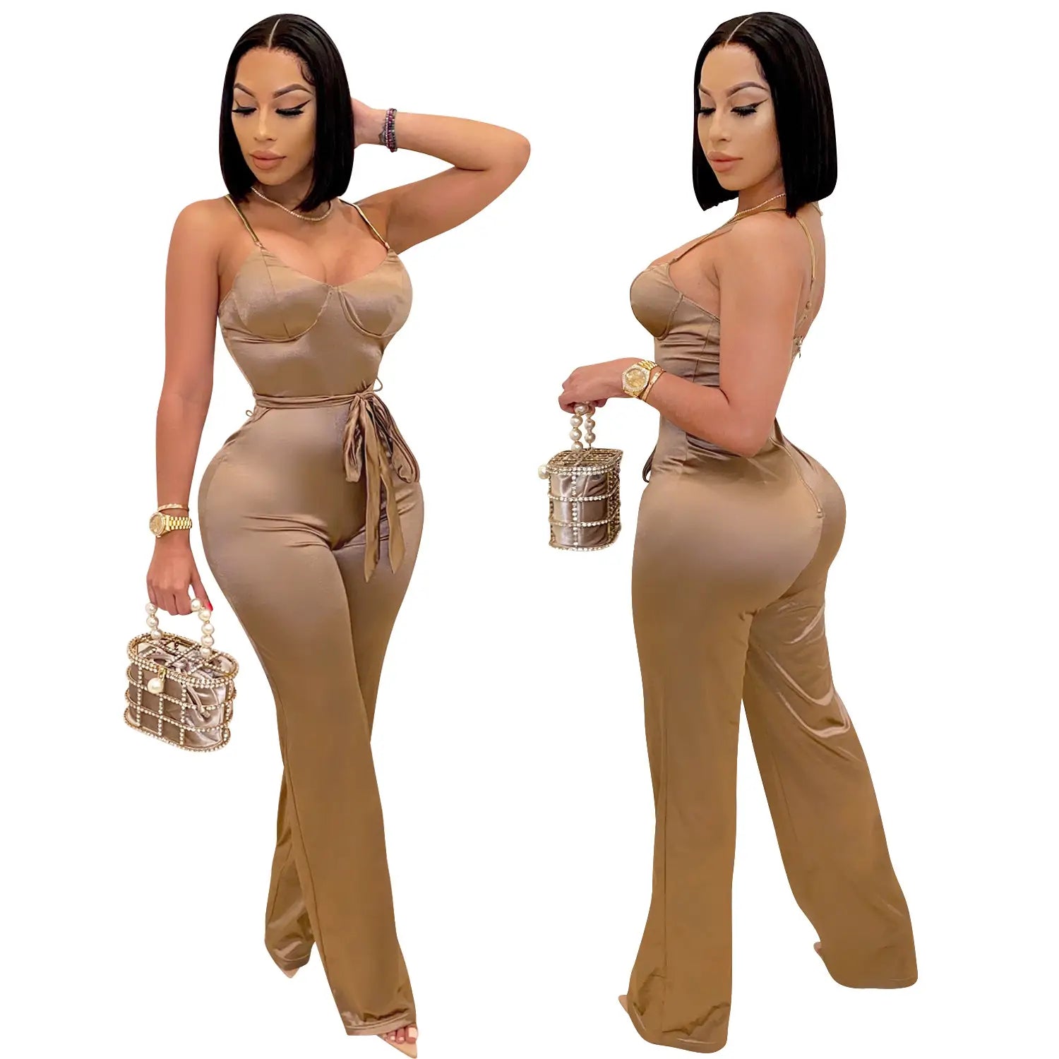 Fashionsexy jumpsuit straight leg pants casual elegant commute