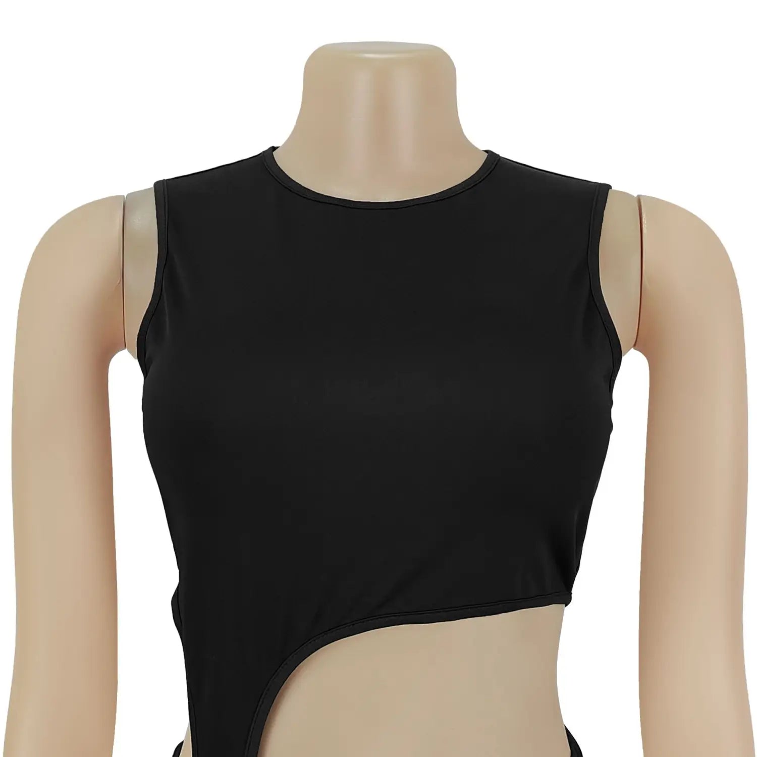 Fashion women’s sexy solid color sleeveless crop open fork dress