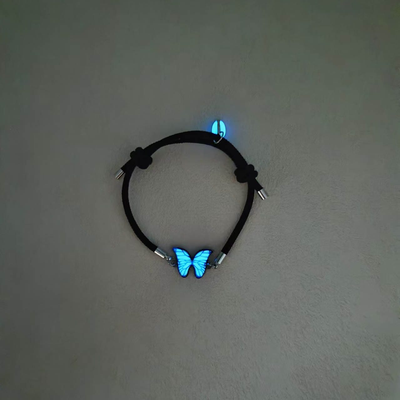 Couples bracelets night light butterfly alloy heart magnetic night glow handmade