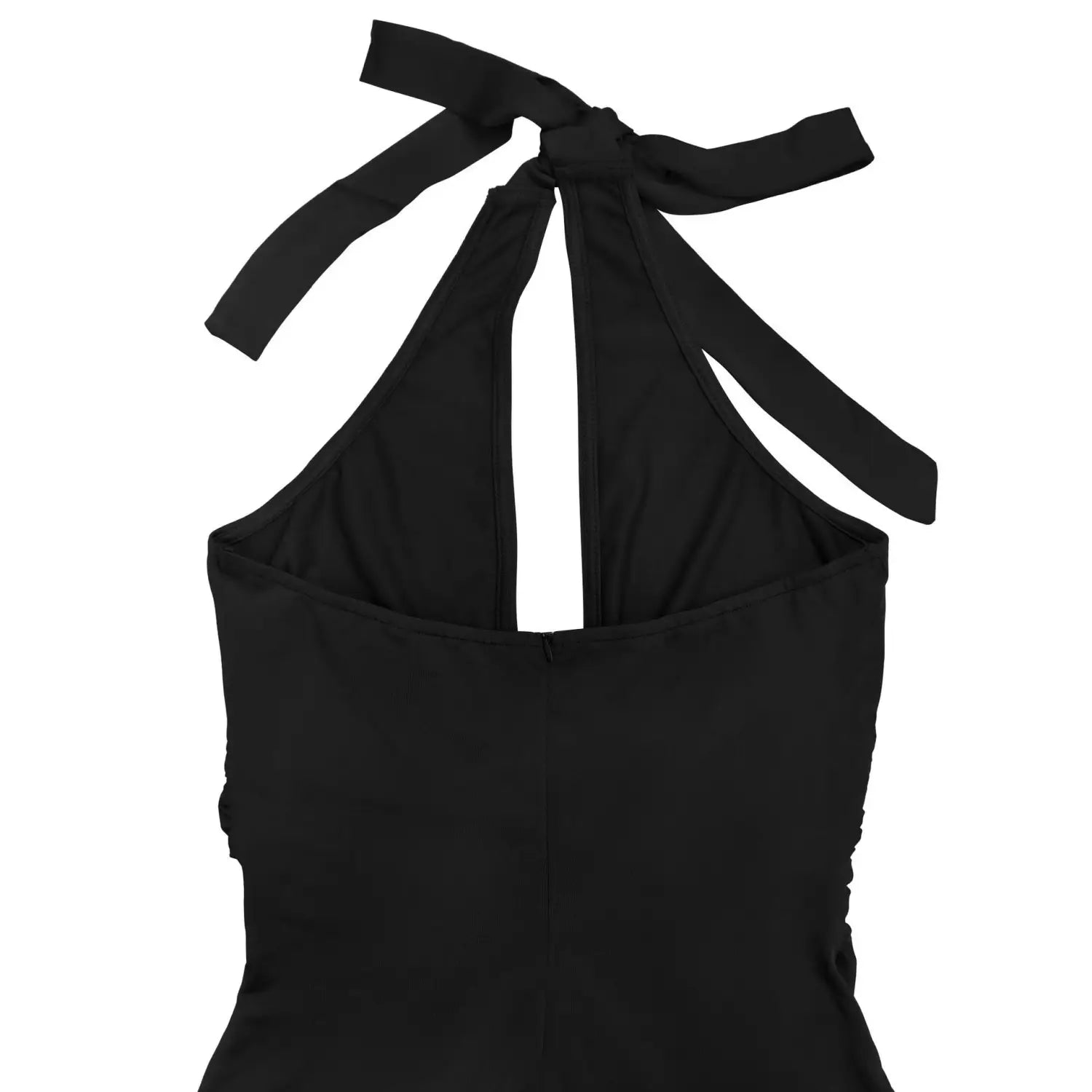 Fashion women’s sexy backless halter deep v neck solid color dress